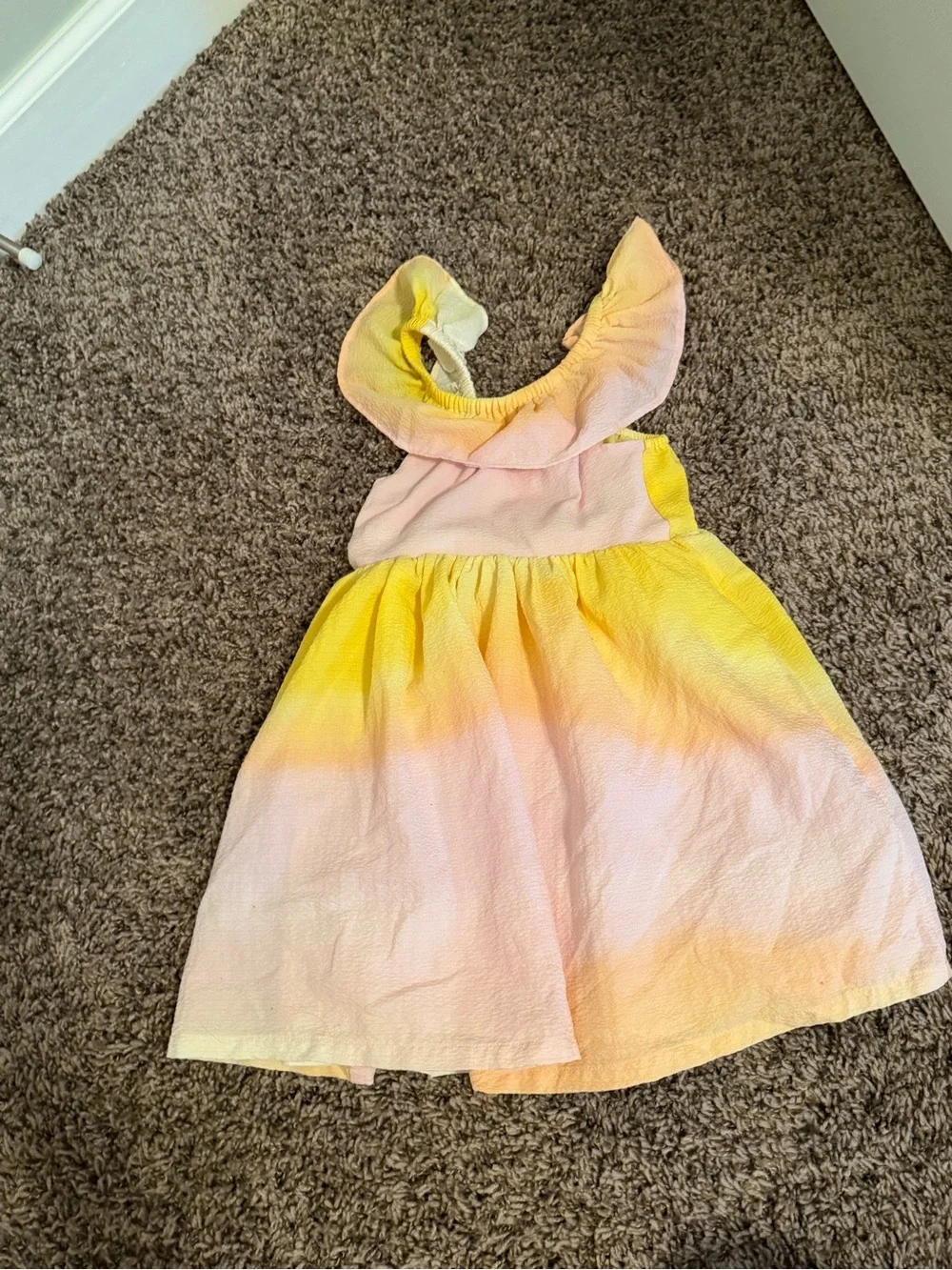 Old Navy Yellow & Pink Ombre Ruffle-Shoulder Dress